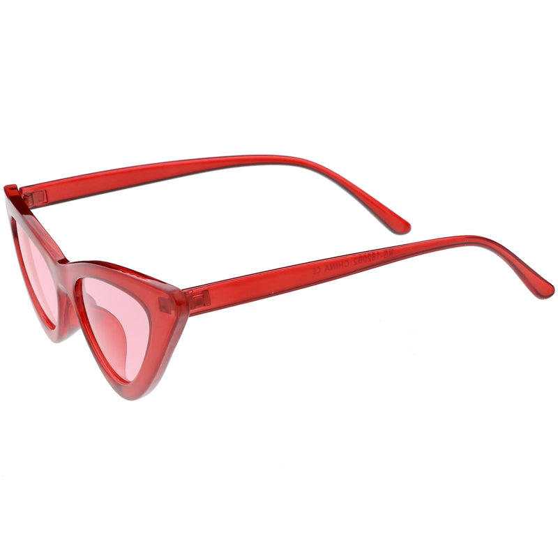 zeroUV Women's Retro 1990's Narrow Flat Color Tone Lens Cat Eye Sunglasses C524 Sunglasses White Smoke Pink Pink,Yellow Blue,Clear Purple,Clear Red,Blue Blue,Red Pink,Clear Yellow,Peach Pink Pink
