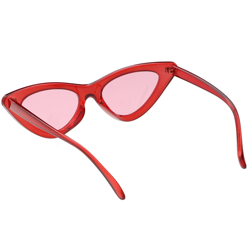 zeroUV Women's Retro 1990's Narrow Flat Color Tone Lens Cat Eye Sunglasses C524 Sunglasses White Smoke Pink Pink,Yellow Blue,Clear Purple,Clear Red,Blue Blue,Red Pink,Clear Yellow,Peach Pink Pink