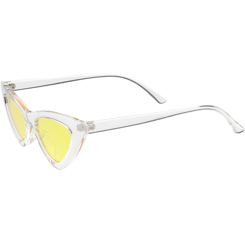 zeroUV Women's Retro 1990's Narrow Flat Color Tone Lens Cat Eye Sunglasses C524 Sunglasses White Smoke Pink Pink,Yellow Blue,Clear Purple,Clear Red,Blue Blue,Red Pink,Clear Yellow,Peach Pink Pink