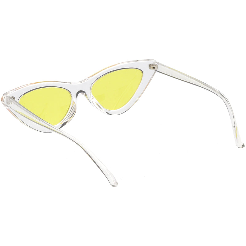 zeroUV Women's Retro 1990's Narrow Flat Color Tone Lens Cat Eye Sunglasses C524 Sunglasses White Smoke Pink Pink,Yellow Blue,Clear Purple,Clear Red,Blue Blue,Red Pink,Clear Yellow,Peach Pink Pink