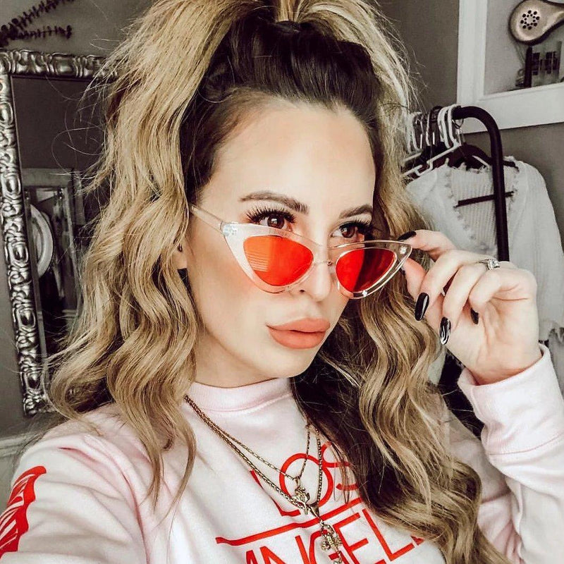 zeroUV Women's Retro 1990's Narrow Flat Color Tone Lens Cat Eye Sunglasses C524 Sunglasses Black Pink Pink,Yellow Blue,Clear Purple,Clear Red,Blue Blue,Red Pink,Clear Yellow,Peach Pink Pink