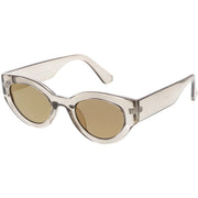 zeroUV Bold Retro Fashion Oval Mirrored Flat Lens Sunglasses C544 White Smoke Shiny Smoke Gold Mirror,Matte Black Pink Mirror,Matte Frost Blue Mirror,Shiny Black Silver Mirror,Shiny Tortoise Magenta Mirror