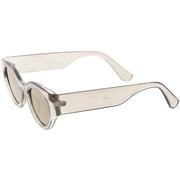 zeroUV Bold Retro Fashion Oval Mirrored Flat Lens Sunglasses C544 White Smoke Shiny Smoke Gold Mirror,Matte Black Pink Mirror,Matte Frost Blue Mirror,Shiny Black Silver Mirror,Shiny Tortoise Magenta Mirror