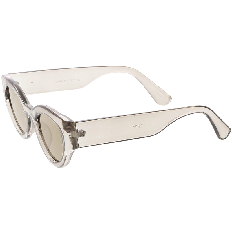 zeroUV Bold Retro Fashion Oval Mirrored Flat Lens Sunglasses C544 White Smoke Shiny Smoke Gold Mirror,Matte Black Pink Mirror,Matte Frost Blue Mirror,Shiny Black Silver Mirror,Shiny Tortoise Magenta Mirror