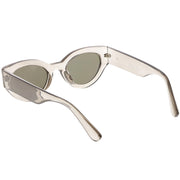 zeroUV Bold Retro Fashion Oval Mirrored Flat Lens Sunglasses C544 White Smoke Shiny Smoke Gold Mirror,Matte Black Pink Mirror,Matte Frost Blue Mirror,Shiny Black Silver Mirror,Shiny Tortoise Magenta Mirror