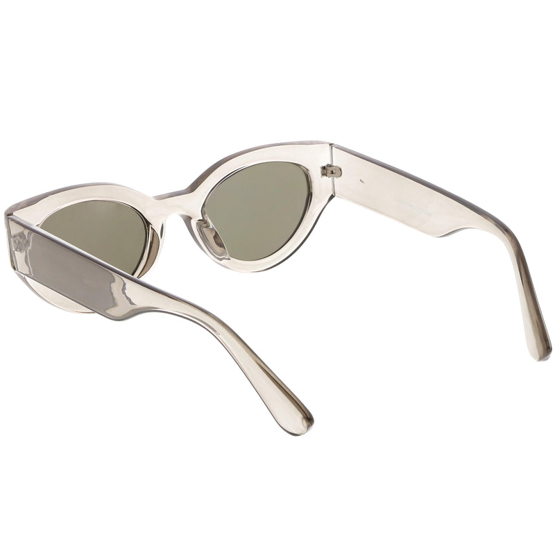 zeroUV Bold Retro Fashion Oval Mirrored Flat Lens Sunglasses C544 White Smoke Shiny Smoke Gold Mirror,Matte Black Pink Mirror,Matte Frost Blue Mirror,Shiny Black Silver Mirror,Shiny Tortoise Magenta Mirror