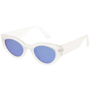 zeroUV Bold Retro Fashion Oval Mirrored Flat Lens Sunglasses C544 White Smoke Shiny Smoke Gold Mirror,Matte Black Pink Mirror,Matte Frost Blue Mirror,Shiny Black Silver Mirror,Shiny Tortoise Magenta Mirror