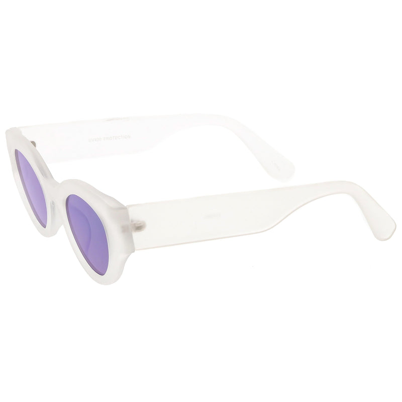 zeroUV Bold Retro Fashion Oval Mirrored Flat Lens Sunglasses C544 White Smoke Shiny Smoke Gold Mirror,Matte Black Pink Mirror,Matte Frost Blue Mirror,Shiny Black Silver Mirror,Shiny Tortoise Magenta Mirror