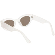zeroUV Bold Retro Fashion Oval Mirrored Flat Lens Sunglasses C544 White Smoke Shiny Smoke Gold Mirror,Matte Black Pink Mirror,Matte Frost Blue Mirror,Shiny Black Silver Mirror,Shiny Tortoise Magenta Mirror