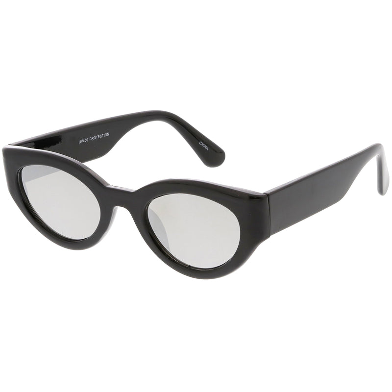 zeroUV Bold Retro Fashion Oval Mirrored Flat Lens Sunglasses C544 White Smoke Shiny Smoke Gold Mirror,Matte Black Pink Mirror,Matte Frost Blue Mirror,Shiny Black Silver Mirror,Shiny Tortoise Magenta Mirror