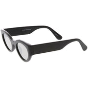 zeroUV Bold Retro Fashion Oval Mirrored Flat Lens Sunglasses C544 White Smoke Shiny Smoke Gold Mirror,Matte Black Pink Mirror,Matte Frost Blue Mirror,Shiny Black Silver Mirror,Shiny Tortoise Magenta Mirror