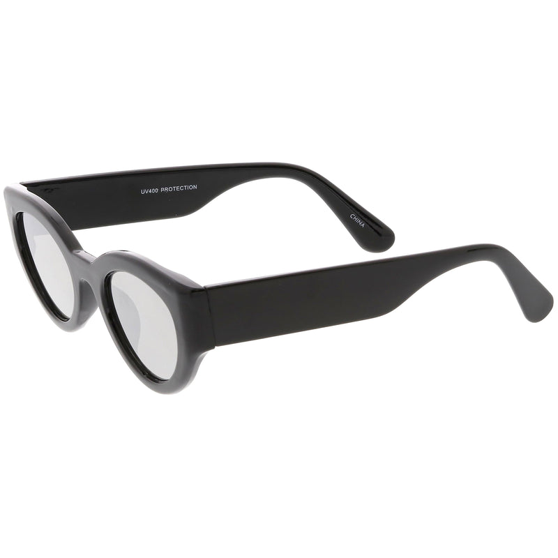 zeroUV Bold Retro Fashion Oval Mirrored Flat Lens Sunglasses C544 White Smoke Shiny Smoke Gold Mirror,Matte Black Pink Mirror,Matte Frost Blue Mirror,Shiny Black Silver Mirror,Shiny Tortoise Magenta Mirror