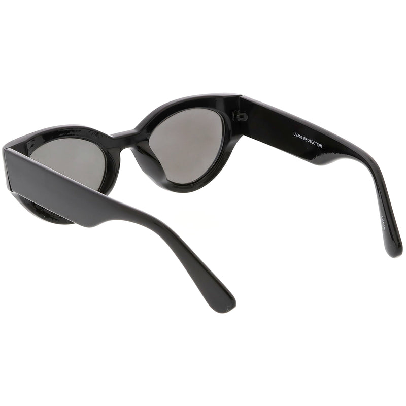 zeroUV Bold Retro Fashion Oval Mirrored Flat Lens Sunglasses C544 White Smoke Shiny Smoke Gold Mirror,Matte Black Pink Mirror,Matte Frost Blue Mirror,Shiny Black Silver Mirror,Shiny Tortoise Magenta Mirror