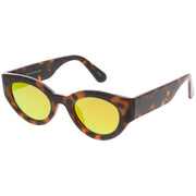 zeroUV Bold Retro Fashion Oval Mirrored Flat Lens Sunglasses C544 White Smoke Shiny Smoke Gold Mirror,Matte Black Pink Mirror,Matte Frost Blue Mirror,Shiny Black Silver Mirror,Shiny Tortoise Magenta Mirror
