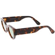 zeroUV Bold Retro Fashion Oval Mirrored Flat Lens Sunglasses C544 White Smoke Shiny Smoke Gold Mirror,Matte Black Pink Mirror,Matte Frost Blue Mirror,Shiny Black Silver Mirror,Shiny Tortoise Magenta Mirror