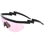 zeroUV Retro Flat Top Color Tone Half Frame Goggle Shield Sunglasses C546 Sunglasses White Smoke White Orange,Black Pink,Black Blue,White Red,Black Yellow,White / Pink,White / Smoke