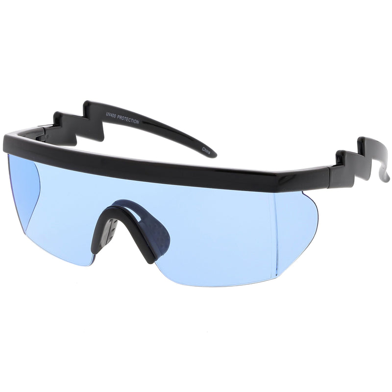 zeroUV Retro Flat Top Color Tone Half Frame Goggle Shield Sunglasses C546 Sunglasses White Smoke White Orange,Black Pink,Black Blue,White Red,Black Yellow,White / Pink,White / Smoke