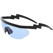 zeroUV Retro Flat Top Color Tone Half Frame Goggle Shield Sunglasses C546 Sunglasses White Smoke White Orange,Black Pink,Black Blue,White Red,Black Yellow,White / Pink,White / Smoke