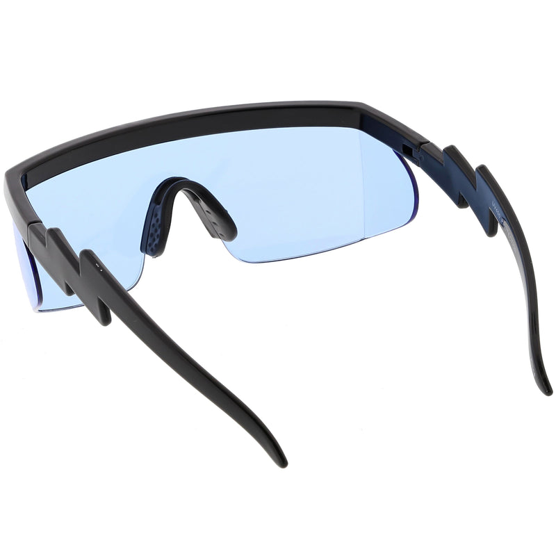 zeroUV Retro Flat Top Color Tone Half Frame Goggle Shield Sunglasses C546 Sunglasses White Smoke White Orange,Black Pink,Black Blue,White Red,Black Yellow,White / Pink,White / Smoke