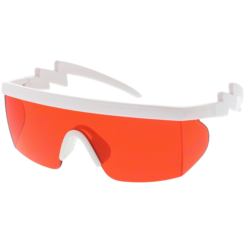 zeroUV Retro Flat Top Color Tone Half Frame Goggle Shield Sunglasses C546 Sunglasses White Smoke White Orange,Black Pink,Black Blue,White Red,Black Yellow,White / Pink,White / Smoke