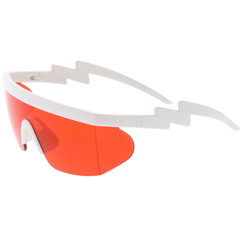 zeroUV Retro Flat Top Color Tone Half Frame Goggle Shield Sunglasses C546 Sunglasses White Smoke White Orange,Black Pink,Black Blue,White Red,Black Yellow,White / Pink,White / Smoke