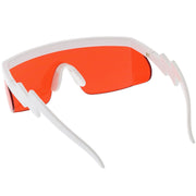 zeroUV Retro Flat Top Color Tone Half Frame Goggle Shield Sunglasses C546 Sunglasses White Smoke White Orange,Black Pink,Black Blue,White Red,Black Yellow,White / Pink,White / Smoke