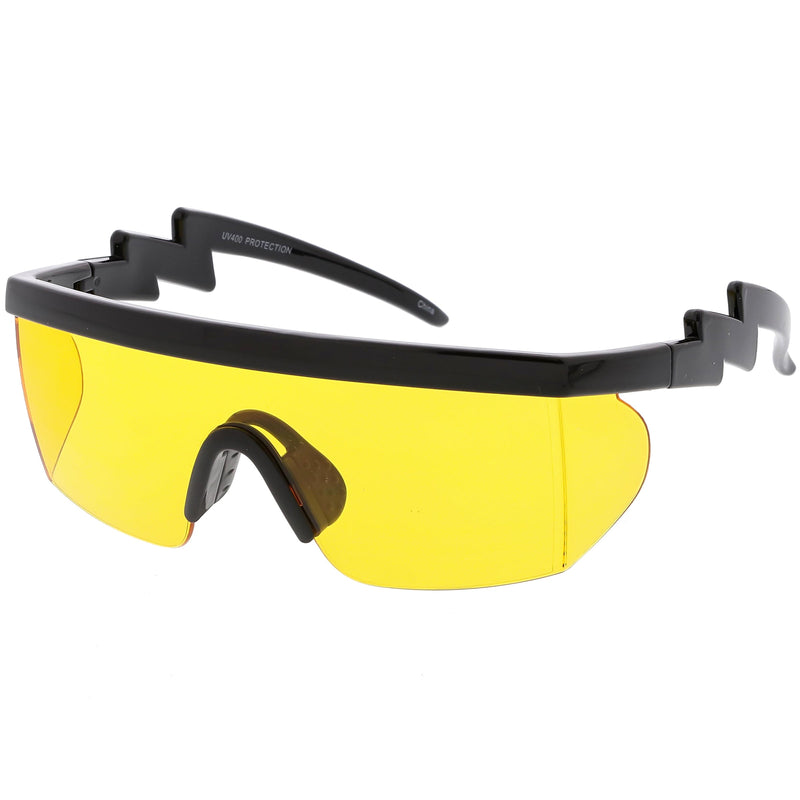 zeroUV Retro Flat Top Color Tone Half Frame Goggle Shield Sunglasses C546 Sunglasses White Smoke White Orange,Black Pink,Black Blue,White Red,Black Yellow,White / Pink,White / Smoke
