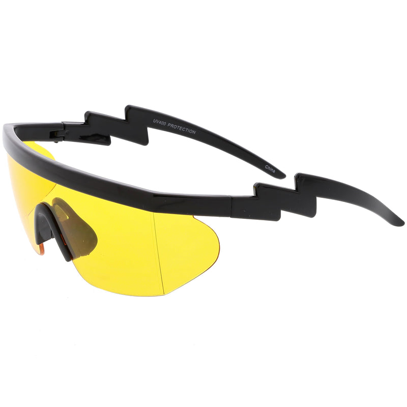 zeroUV Retro Flat Top Color Tone Half Frame Goggle Shield Sunglasses C546 Sunglasses White Smoke White Orange,Black Pink,Black Blue,White Red,Black Yellow,White / Pink,White / Smoke
