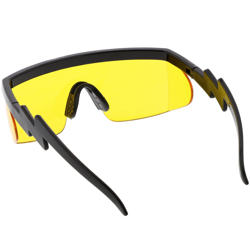 zeroUV Retro Flat Top Color Tone Half Frame Goggle Shield Sunglasses C546 Sunglasses White Smoke White Orange,Black Pink,Black Blue,White Red,Black Yellow,White / Pink,White / Smoke