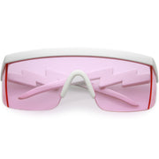 zeroUV Retro Flat Top Color Tone Half Frame Goggle Shield Sunglasses C546 Sunglasses Lavender White / Pink