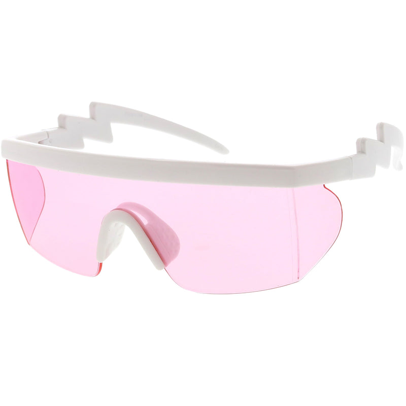 zeroUV Retro Flat Top Color Tone Half Frame Goggle Shield Sunglasses C546 Sunglasses White Smoke White Orange,Black Pink,Black Blue,White Red,Black Yellow,White / Pink,White / Smoke