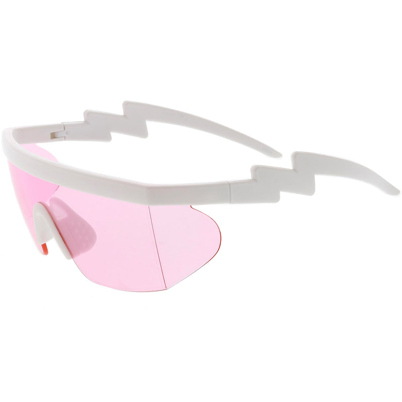 zeroUV Retro Flat Top Color Tone Half Frame Goggle Shield Sunglasses C546 Sunglasses White Smoke White Orange,Black Pink,Black Blue,White Red,Black Yellow,White / Pink,White / Smoke
