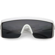 zeroUV Retro Flat Top Color Tone Half Frame Goggle Shield Sunglasses C546 Sunglasses White Smoke White / Smoke