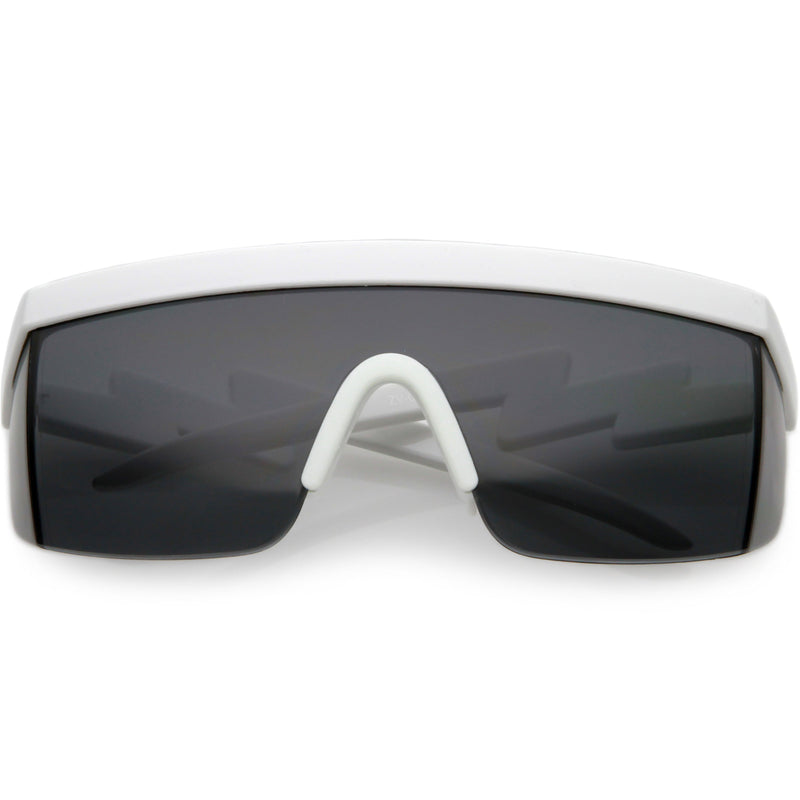 zeroUV Retro Flat Top Color Tone Half Frame Goggle Shield Sunglasses C546 Sunglasses White Smoke White / Smoke
