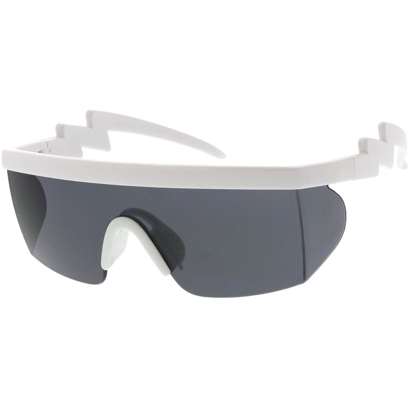 zeroUV Retro Flat Top Color Tone Half Frame Goggle Shield Sunglasses C546 Sunglasses White Smoke White Orange,Black Pink,Black Blue,White Red,Black Yellow,White / Pink,White / Smoke