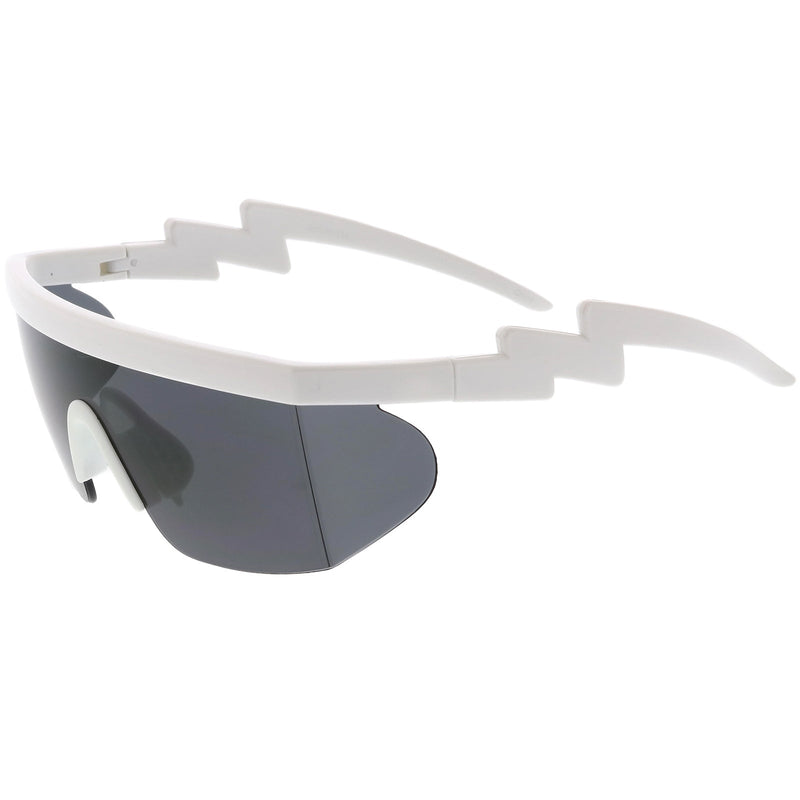 zeroUV Retro Flat Top Color Tone Half Frame Goggle Shield Sunglasses C546 Sunglasses White Smoke White Orange,Black Pink,Black Blue,White Red,Black Yellow,White / Pink,White / Smoke
