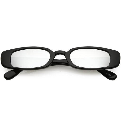zeroUV Retro 1990's Thin Rectangular Mirrored Lens Sunglasses C548 Sunglasses White Smoke Black Silver Mirror,Black Blue Mirror,White Magenta Mirror,Black Pink Mirror,Black Yellow Mirror