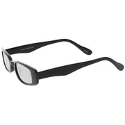 zeroUV Retro 1990's Thin Rectangular Mirrored Lens Sunglasses C548 Sunglasses White Smoke Black Silver Mirror,Black Blue Mirror,White Magenta Mirror,Black Pink Mirror,Black Yellow Mirror