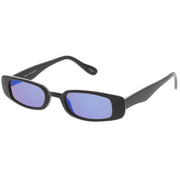 zeroUV Retro 1990's Thin Rectangular Mirrored Lens Sunglasses C548 Sunglasses White Smoke Black Silver Mirror,Black Blue Mirror,White Magenta Mirror,Black Pink Mirror,Black Yellow Mirror