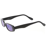 zeroUV Retro 1990's Thin Rectangular Mirrored Lens Sunglasses C548 Sunglasses White Smoke Black Silver Mirror,Black Blue Mirror,White Magenta Mirror,Black Pink Mirror,Black Yellow Mirror