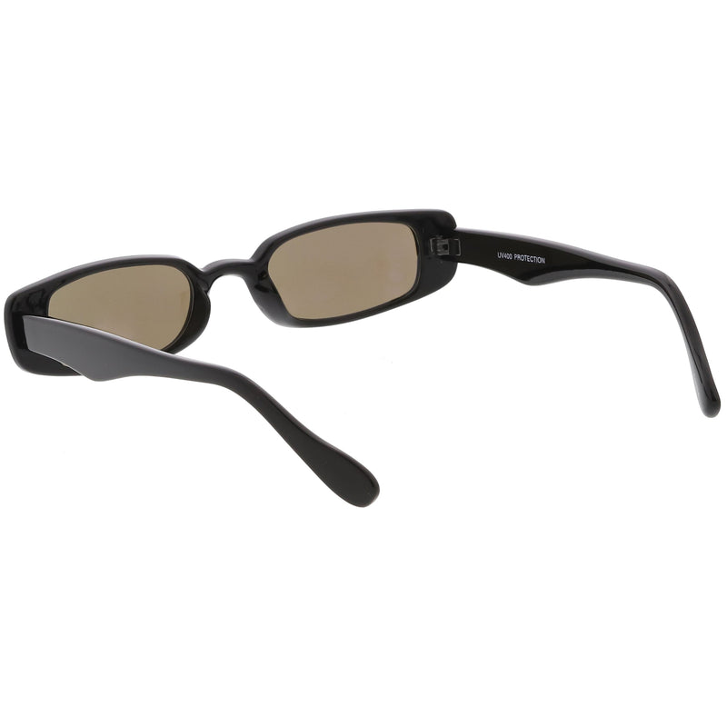 zeroUV Retro 1990's Thin Rectangular Mirrored Lens Sunglasses C548 Sunglasses White Smoke Black Silver Mirror,Black Blue Mirror,White Magenta Mirror,Black Pink Mirror,Black Yellow Mirror