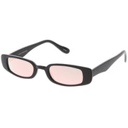 zeroUV Retro 1990's Thin Rectangular Mirrored Lens Sunglasses C548 Sunglasses White Smoke Black Silver Mirror,Black Blue Mirror,White Magenta Mirror,Black Pink Mirror,Black Yellow Mirror
