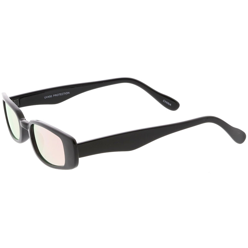 zeroUV Retro 1990's Thin Rectangular Mirrored Lens Sunglasses C548 Sunglasses White Smoke Black Silver Mirror,Black Blue Mirror,White Magenta Mirror,Black Pink Mirror,Black Yellow Mirror