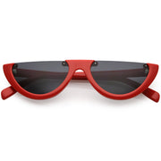 zeroUV Retro 90's Flat Top Moon Shape Cat Eye Sunglasses C569 Sunglasses White Smoke Red Smoke,White Smoke,Black Smoke,Matte Black Green,Tortoise Brown