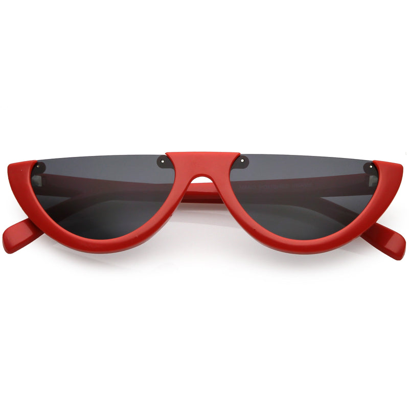 zeroUV Retro 90's Flat Top Moon Shape Cat Eye Sunglasses C569 Sunglasses White Smoke Red Smoke,White Smoke,Black Smoke,Matte Black Green,Tortoise Brown