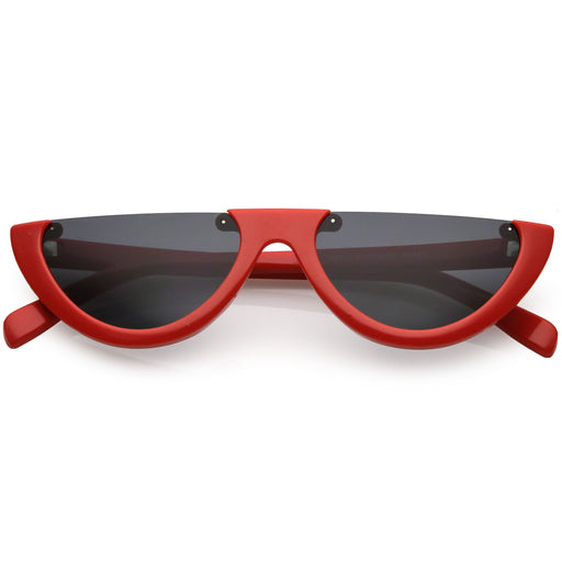 zeroUV Retro 90's Flat Top Moon Shape Cat Eye Sunglasses C569 Sunglasses White Smoke Red Smoke,White Smoke,Black Smoke,Matte Black Green,Tortoise Brown