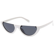 zeroUV Retro 90's Flat Top Moon Shape Cat Eye Sunglasses C569 Sunglasses White Smoke Red Smoke,White Smoke,Black Smoke,Matte Black Green,Tortoise Brown
