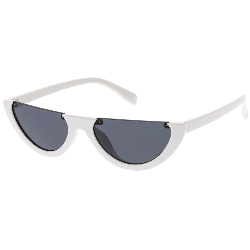zeroUV Retro 90's Flat Top Moon Shape Cat Eye Sunglasses C569 Sunglasses White Smoke Red Smoke,White Smoke,Black Smoke,Matte Black Green,Tortoise Brown