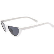 zeroUV Retro 90's Flat Top Moon Shape Cat Eye Sunglasses C569 Sunglasses White Smoke Red Smoke,White Smoke,Black Smoke,Matte Black Green,Tortoise Brown