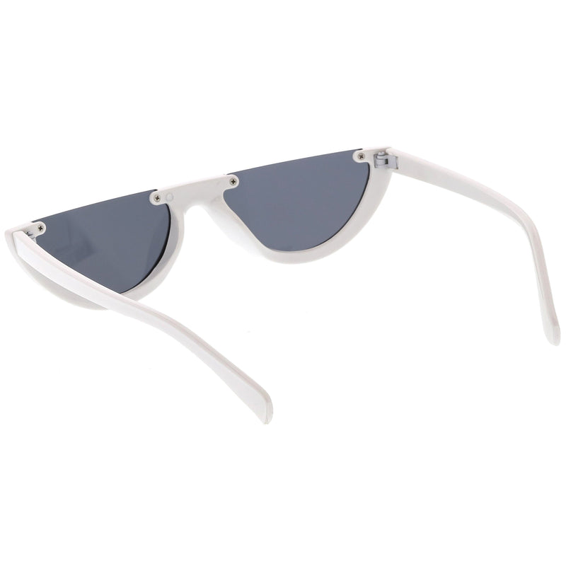zeroUV Retro 90's Flat Top Moon Shape Cat Eye Sunglasses C569 Sunglasses White Smoke Red Smoke,White Smoke,Black Smoke,Matte Black Green,Tortoise Brown